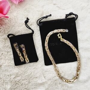 NEW Eddie Borgo Supra Gold Chain Link Necklace and Earring Set